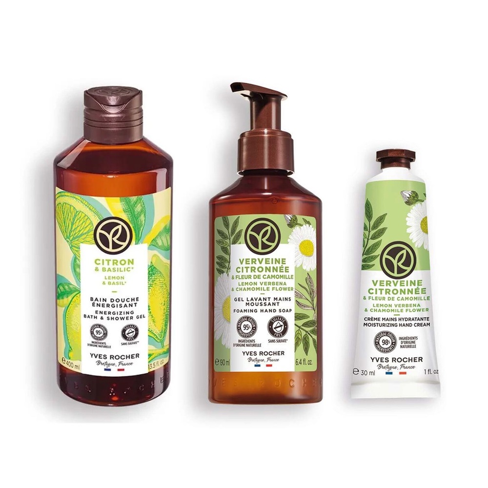 YVES ROCHER 3pcs Set Lemon/Basil & Lemon Verbena/Chamomile Flower
